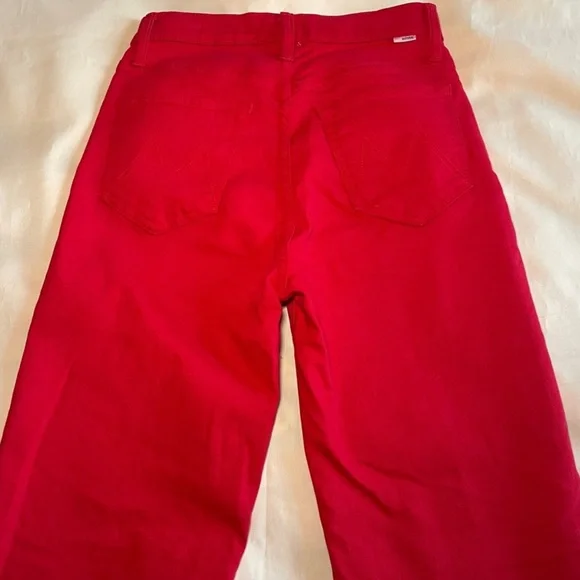 MOTHER- The Rambler Ankle in Ribbon Red Size 25 Straight Leg Jeans High Waist